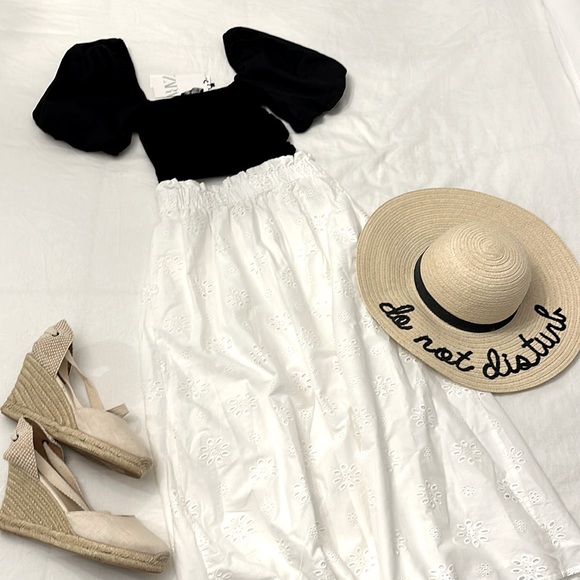 NWT Zara adorable black puff sleeve cotton crop top - Picture 2 of 13